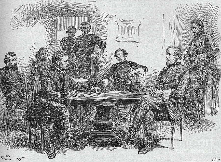 General Grant Reading The Terms Drawing by Print Collector