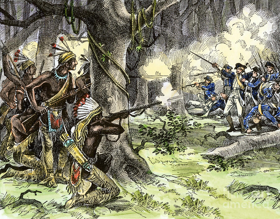Miami Drawing - General Josiah Harmar (1753-1813) Defeated By The Warriors Of The Miami Tribes In The Former Northwest Territory, 1790 Colourful Engraving Of The 19th Century by American School