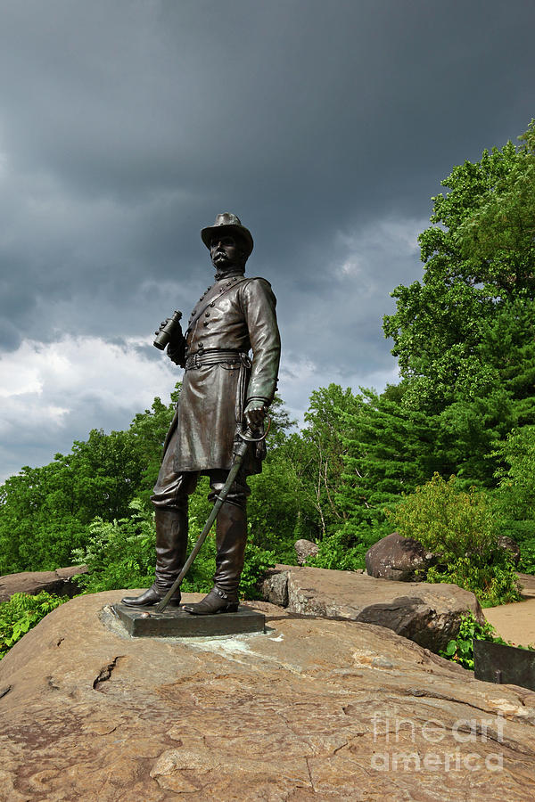 General K Warren Monument Gettysburg Photograph by James Brunker