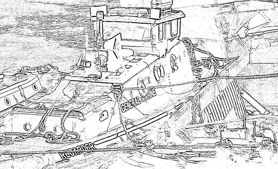 General Marine Tug On The River Thames London Drawing by Mackenzie Moulton