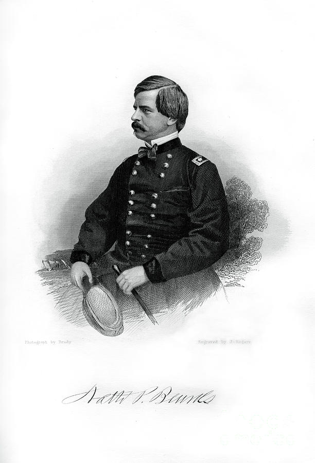 General Nathaniel Prentice Banks Drawing by Print Collector