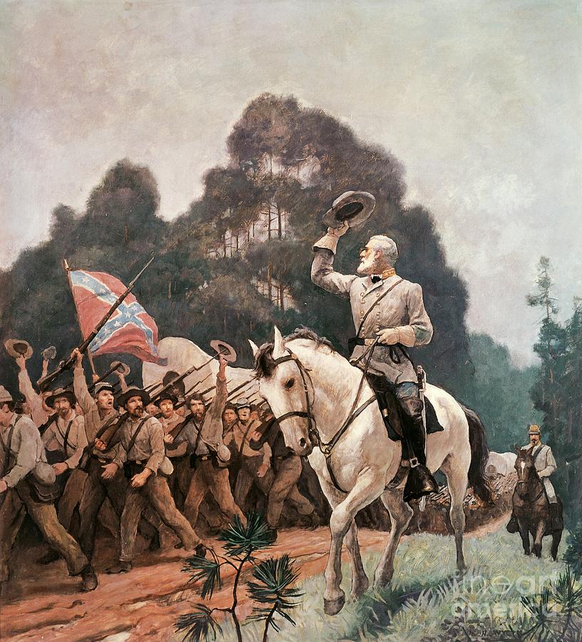 General Robert Lee Saluting Troops Heading To Front By Newell Convers Wyeth Painting by Newell Convers Wyeth