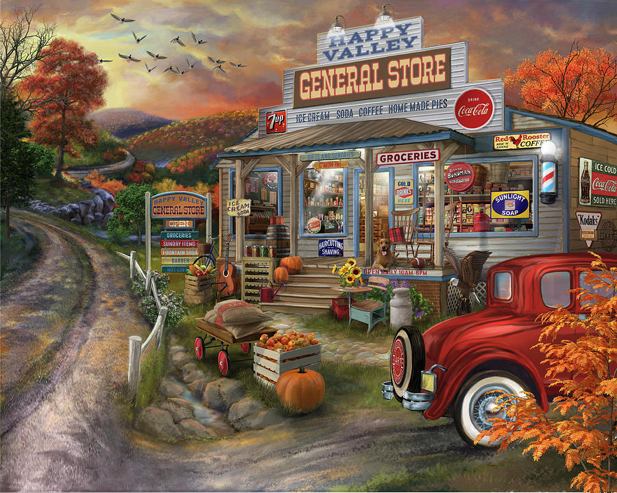Fall Painting - General Store by Bigelow Illustrations