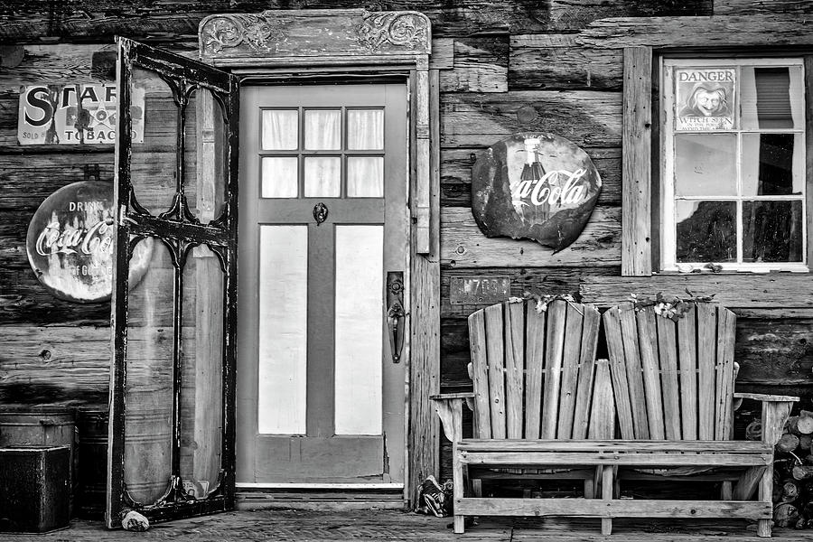 General Store Entrance BW Photograph by Susan Candelario