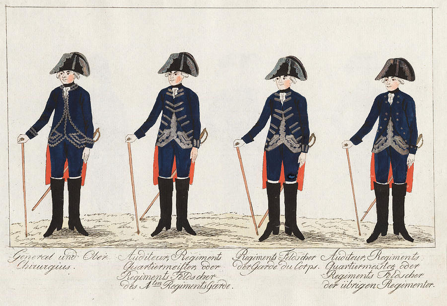 General und Ober Chirurgius, Auditeur Regiment, Regiment Feldscher Painting by J.H. Carl