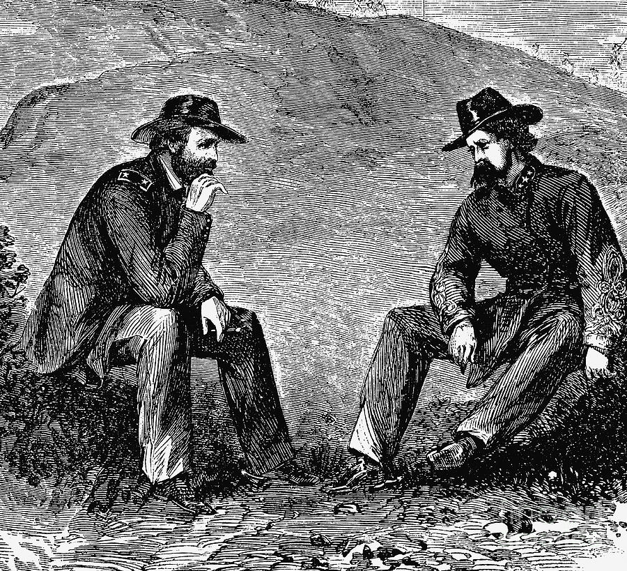 Generals Grant And Pemberton Drawing by Print Collector