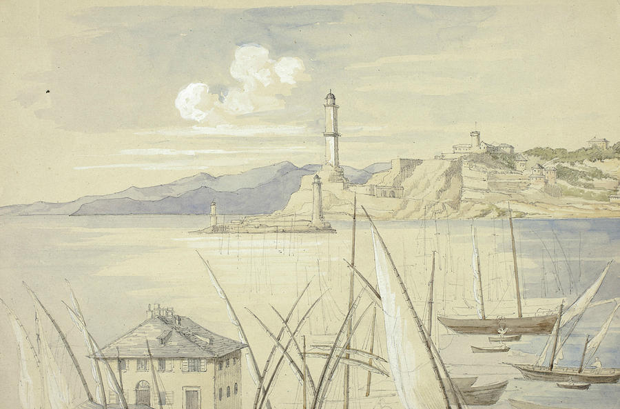 Genoa from the Croce di Malta Drawing by Elizabeth Murray