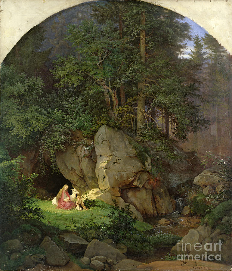 Genoveva In The Wood Clearing, 1839-41 Painting by Ludwig Adrian ...