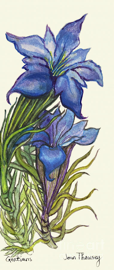 Gentians Painting by Joan Thewsey