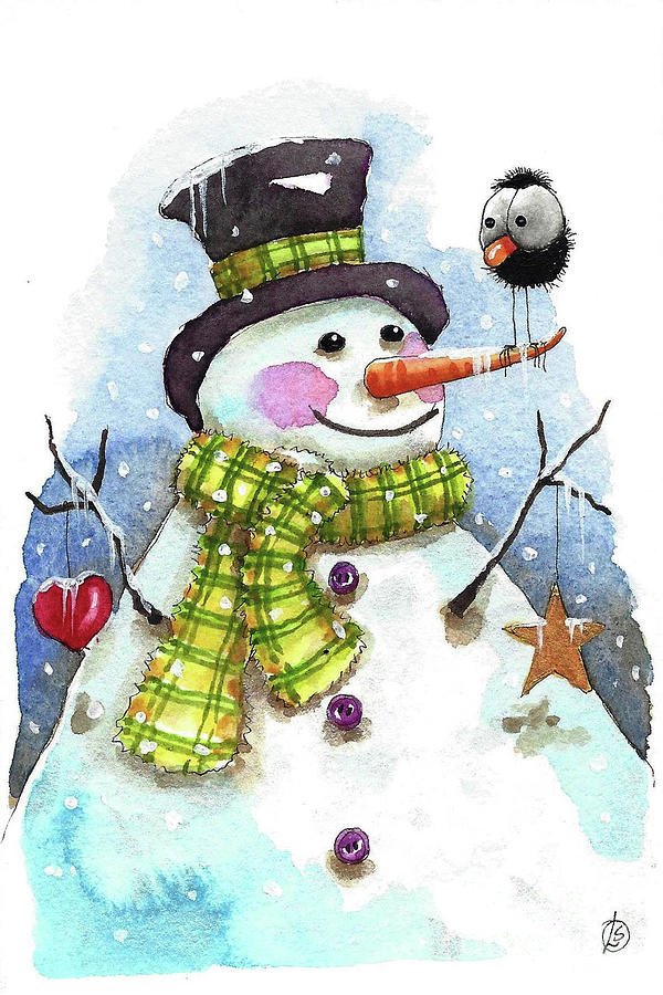 Gentle Snowman Painting by Lucia Stewart