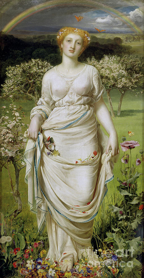 Gentle Spring, 19th Century Painting by Anthony Frederick Augustus Sandys