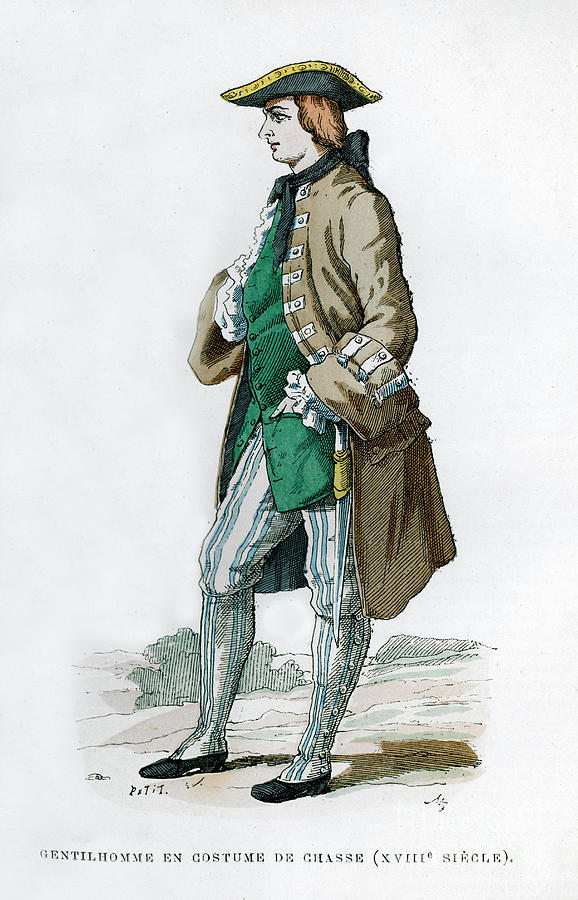 Gentleman In A Hunting Costume, 18th Drawing by Print Collector