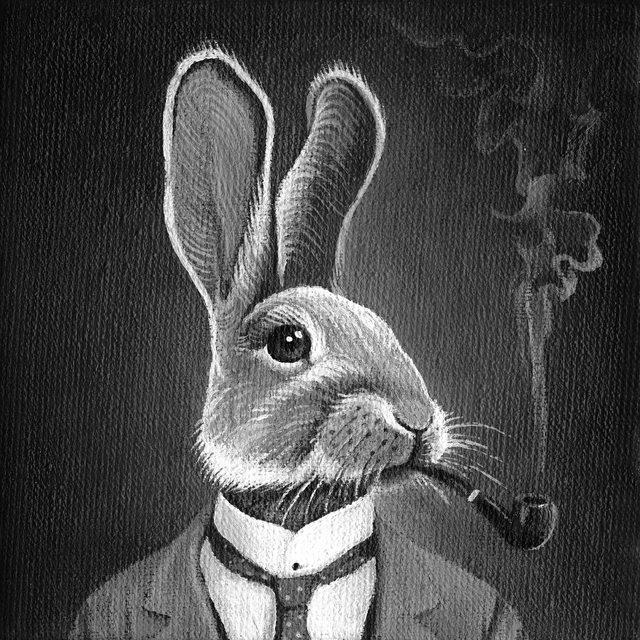 Black And White Painting - Gentleman with a Pipe by Evgeniya Vladykina