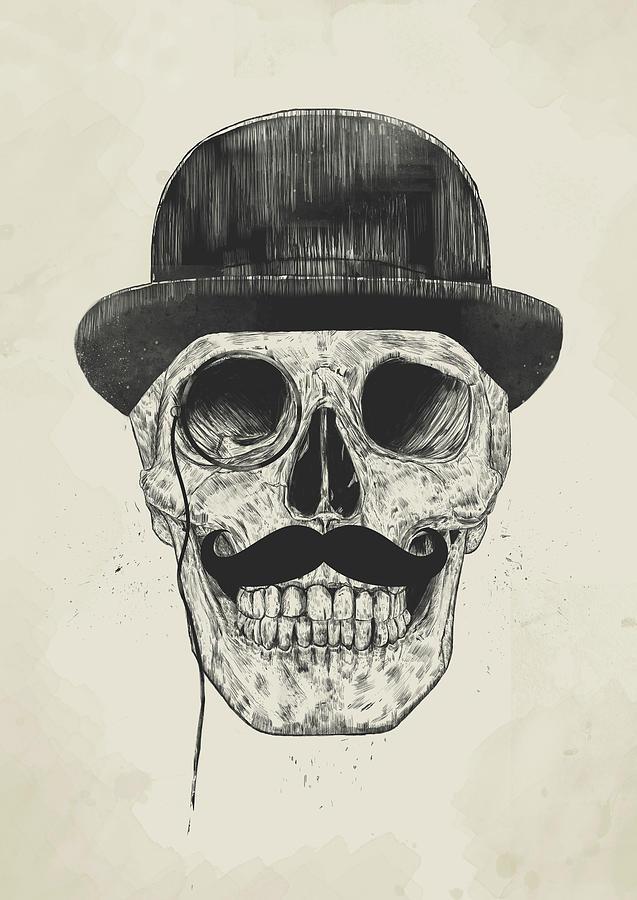 Skull Drawing - Gentlemen never die by Balazs Solti