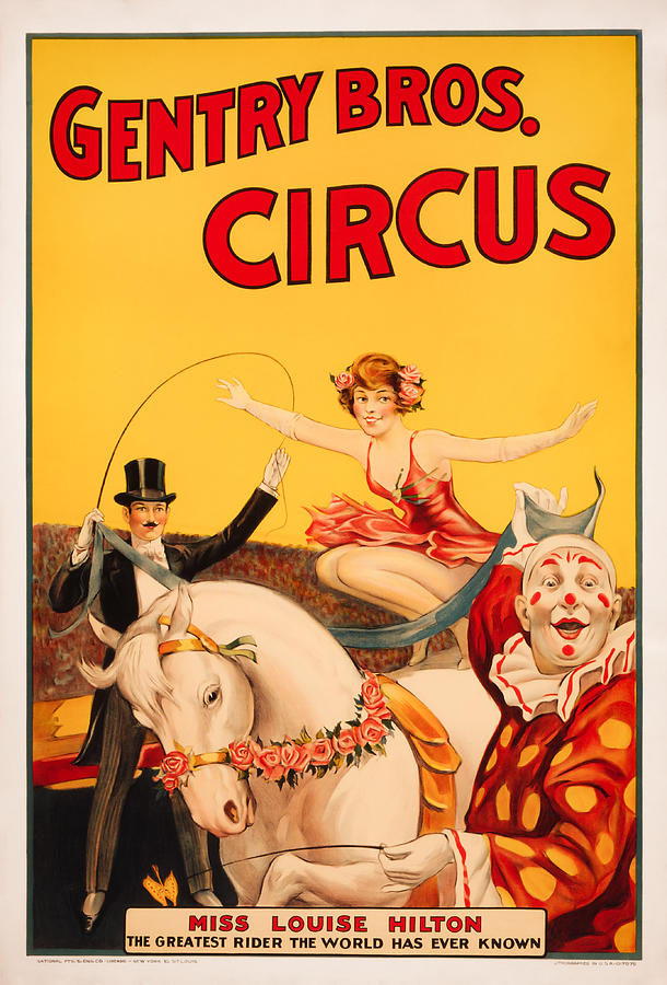 Gentry Brothers Circus Poster - Miss Louise Hilton - Vintage Ad Painting by War Is Hell Store