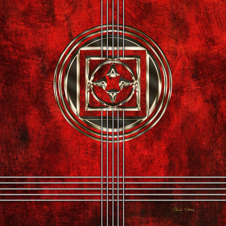 Geo 20 on Crimson Digital Art by Chuck Staley