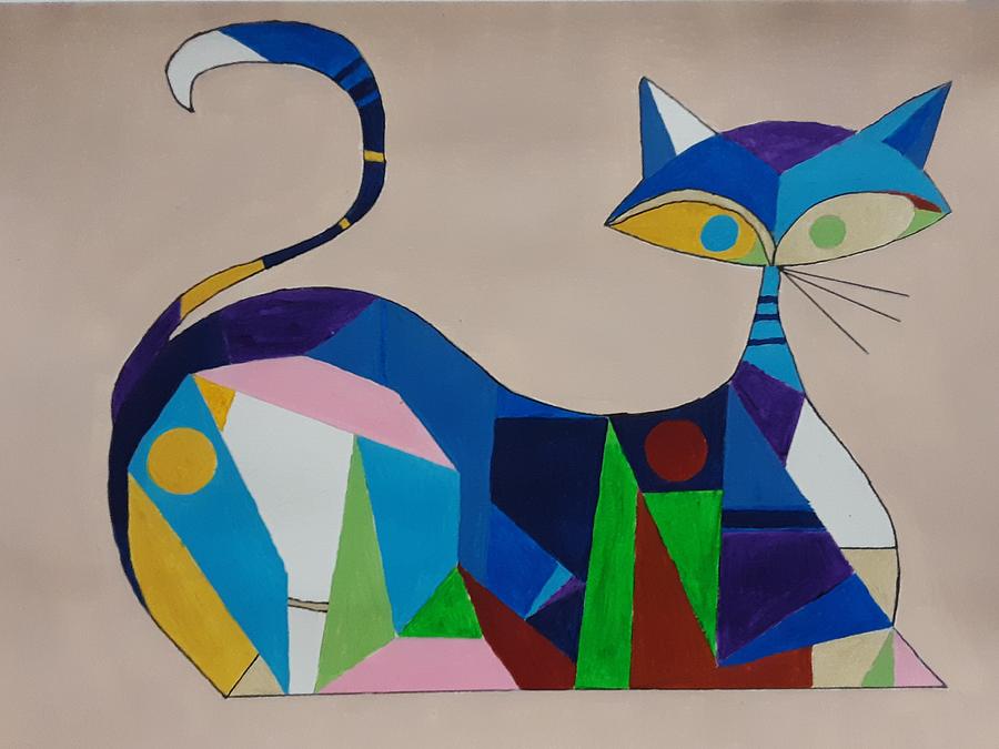 Geo Cat Painting by Lori Edwards