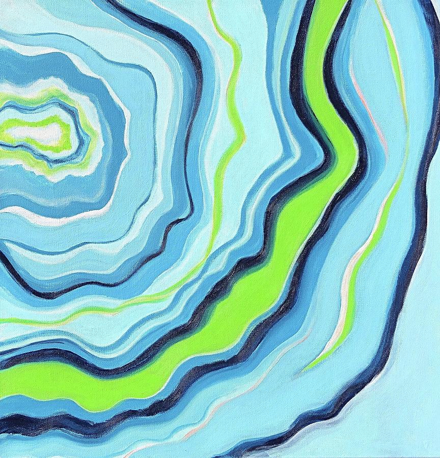 Geode with Olivine Painting by Susan Kayler
