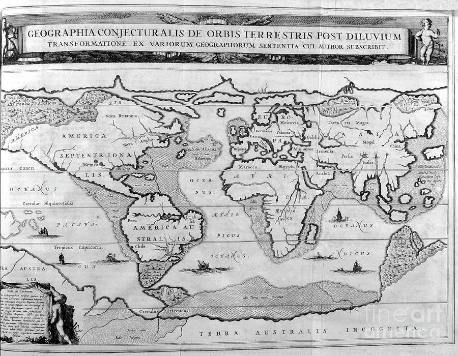 Geographic Chart Of The World Drawing by Print Collector