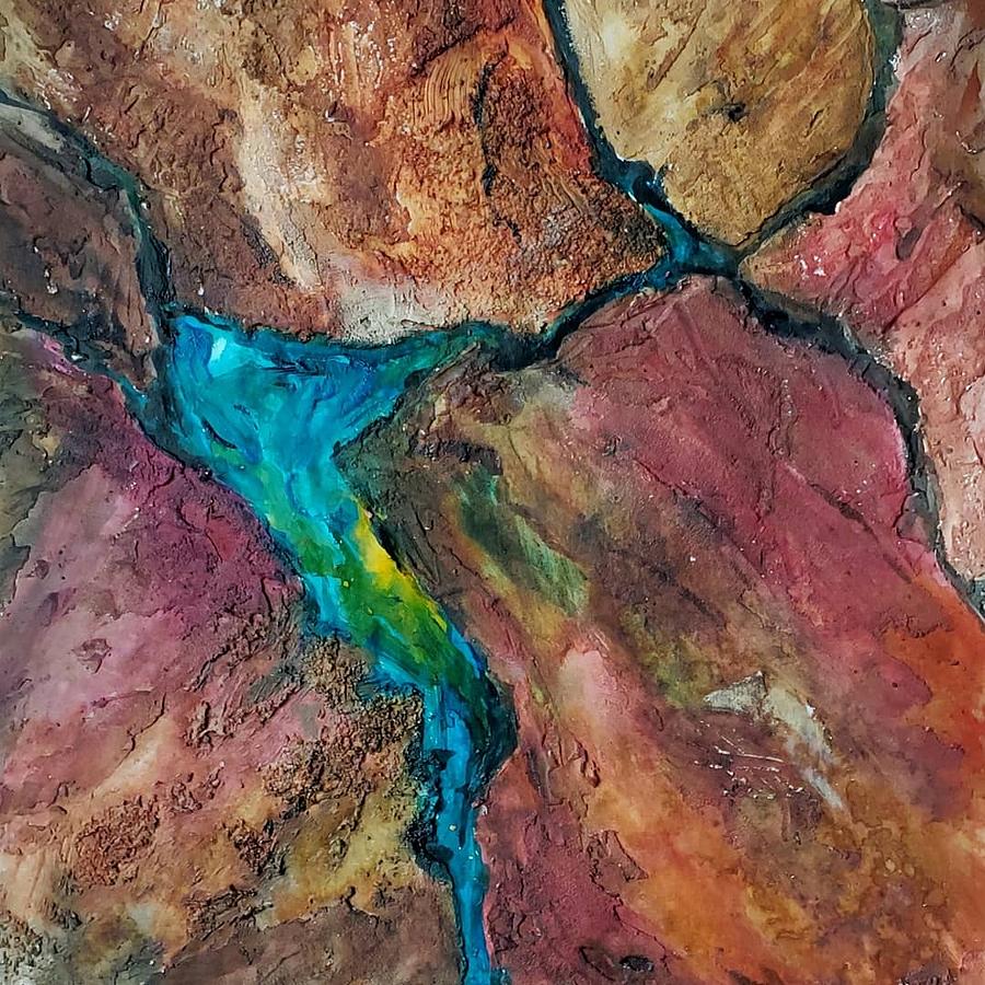 Abstract Painting - Geologic Abstract Lapis by Anita HartCarroll