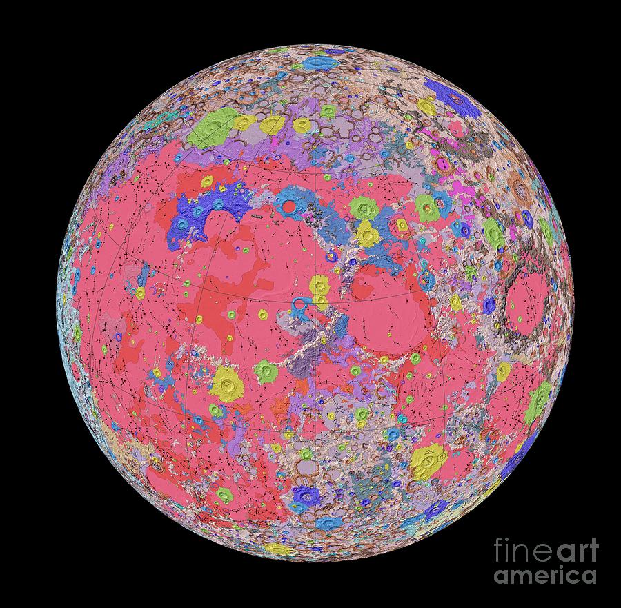 Geologic Map Of The Moon Photograph by Us Geological Survey/science Photo Library