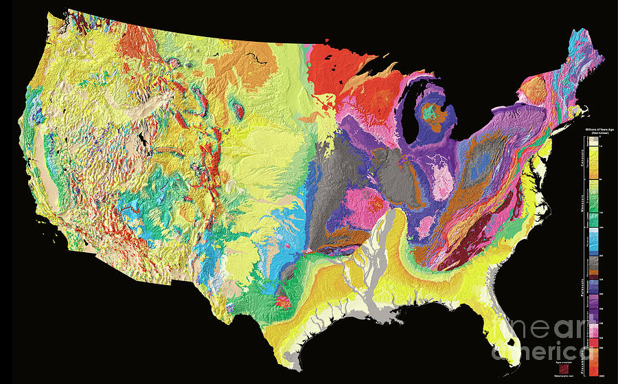Geological Map Of The Usa Photograph By Us Geological Survey Science Geological Map Of The Usa Us Geological Surveyscience Photo Library