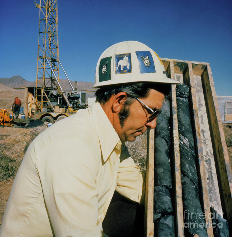 Geologist With Core Samples Photograph by Us Department Of Energy/science Photo Library