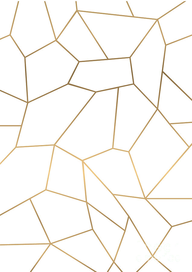 Geometric Gold Gradient Polygonal Lines Digital Art By Goldinavian Wall