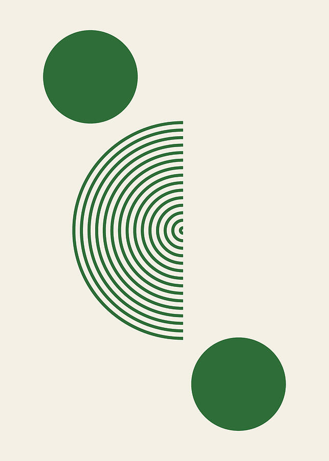 Geometric Green Circles On Beige Background Digital Art by Trendy Art Geometric Green Circles On Beige Background Digital Art by Trendy Art