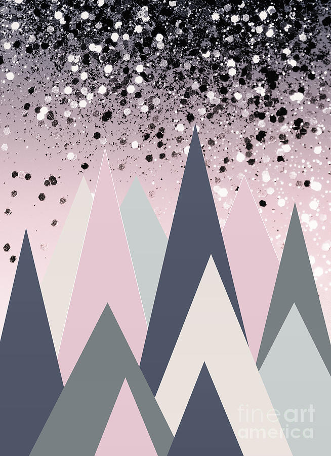 Mountain Mixed Media - Geometric Mountains Glitter Dream #1 #minimal #decor #art  by Anitas and Bellas Art