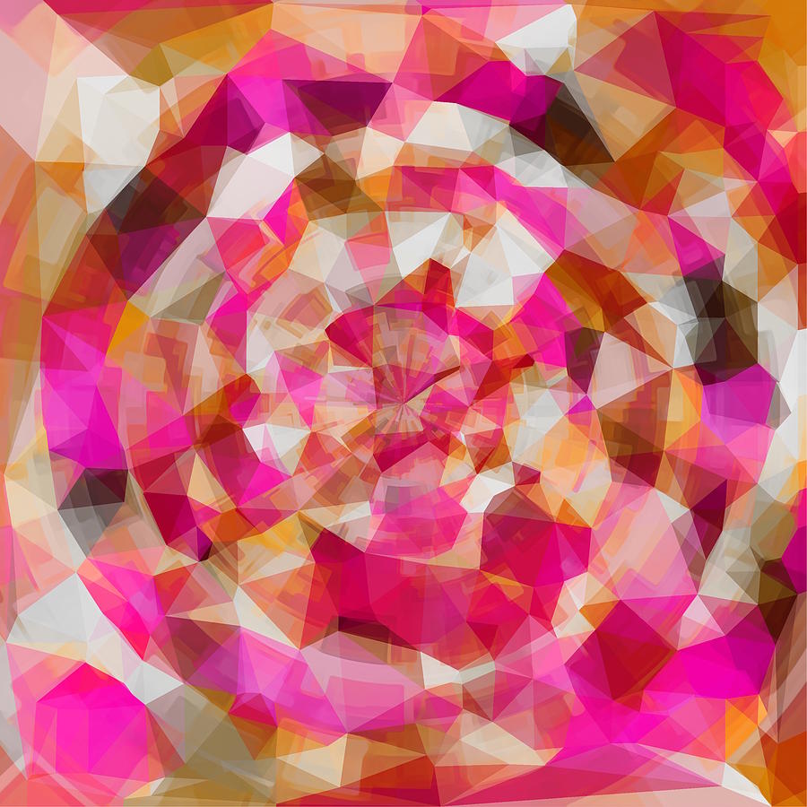 Geometric Polygon Abstract Pattern In Pink Orange Brown Digital Art