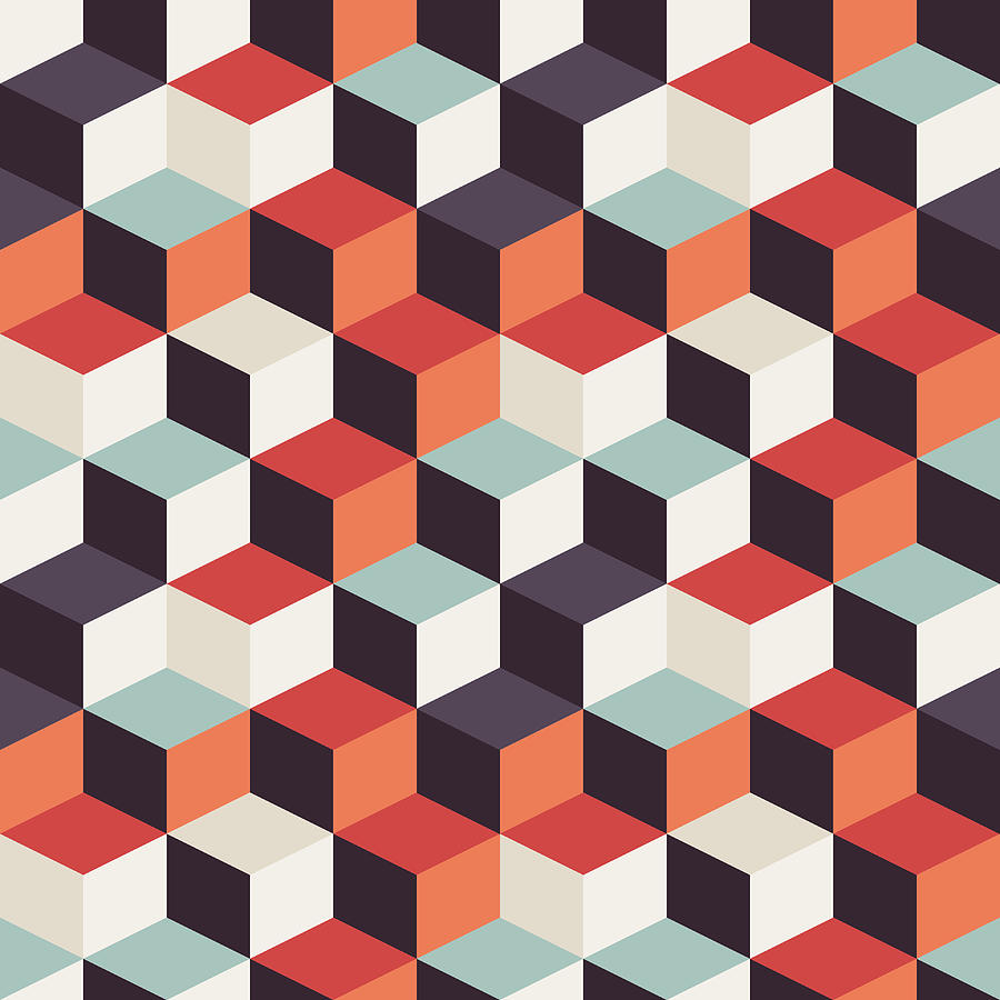 Geometric Seamless Pattern With Colorful Squares In Retro