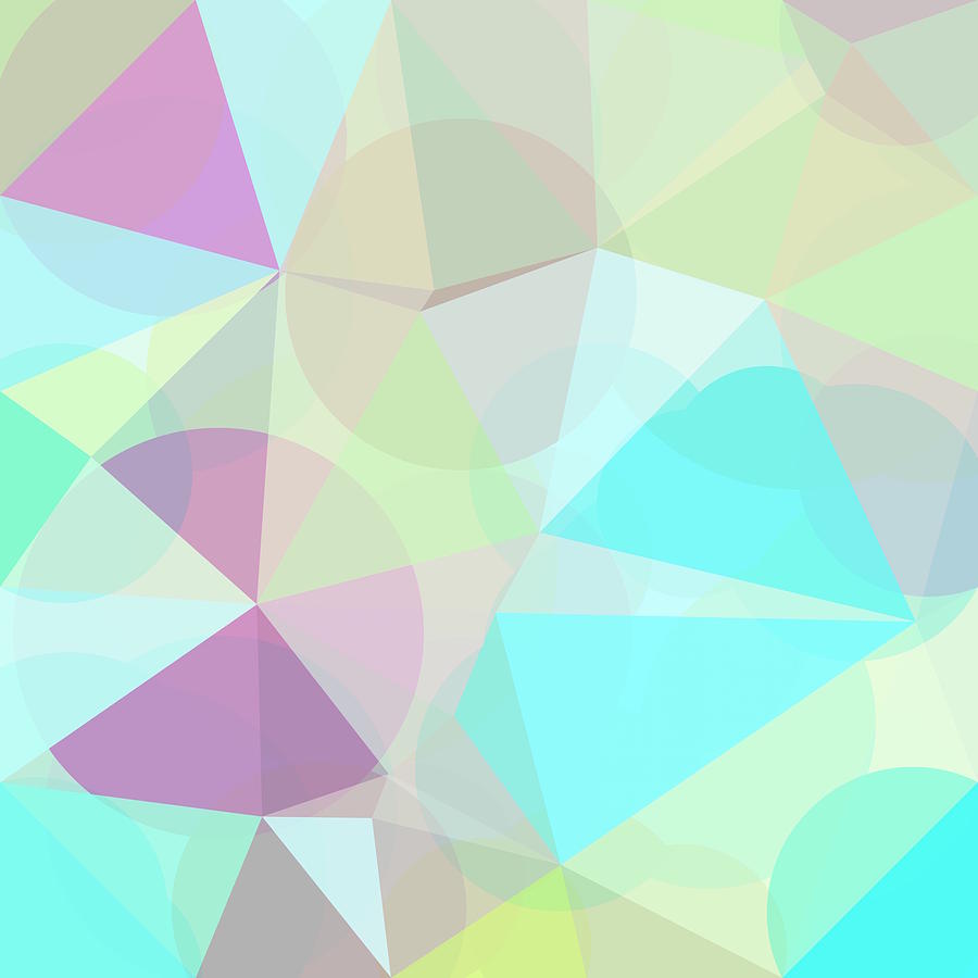 Geometric Triangle And Circle Pattern Abstract In Blue Green Pink Digital Art