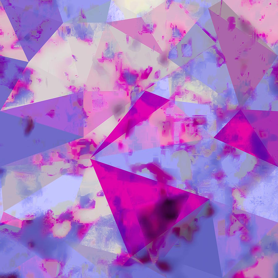Geometric Triangle Pattern Abstract Background In Pink And Blue Digital Art