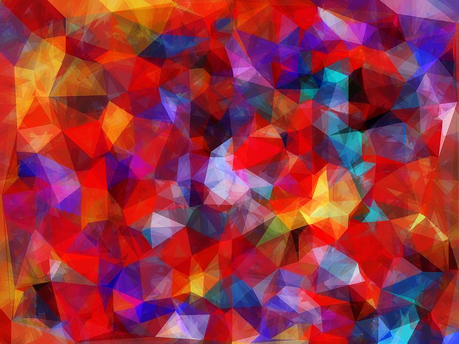 Geometric Triangle Pattern Abstract Background In Red Blue Yellow