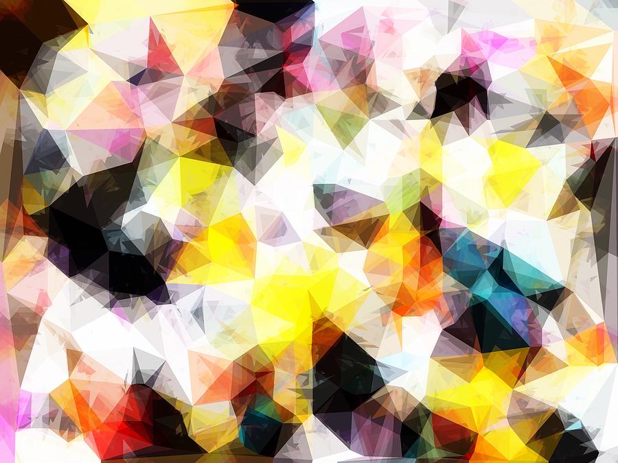 Geometric Triangle Pattern Abstract Background In Yellow Brown Pink Digital Art