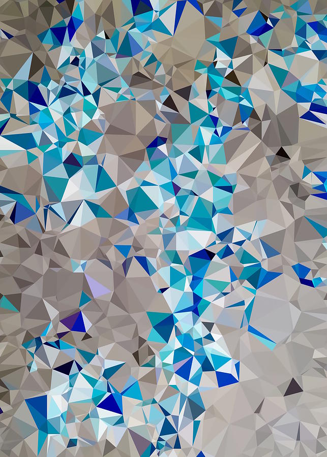 Geometric Triangle Pattern Abstract In Blue And Black Digital Art