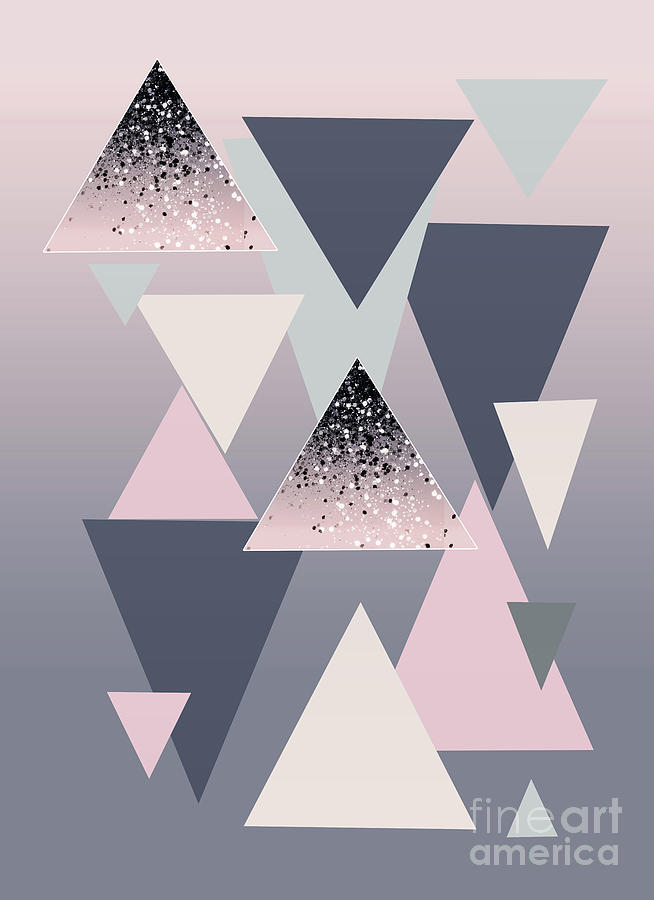 Winter Mixed Media - Geometric Triangles Glitter Dream #1 #minimal #decor #art by Anitas and Bellas Art
