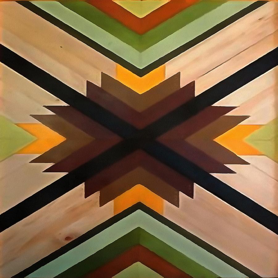 Geometric Wood Pattern Painting by Taiche Acrylic Art
