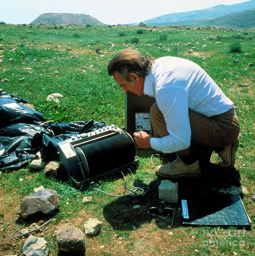 Geophysicist Operating Seismology Equipment Photograph by Peter Ryan