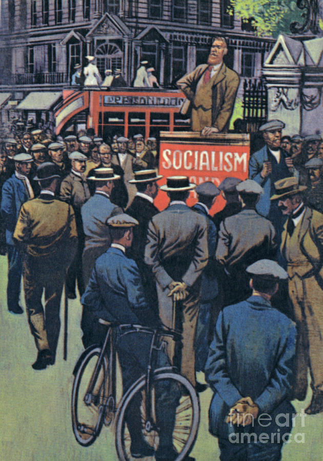 George Bernard Shaw preaching the great idea of Socialism Painting by English School