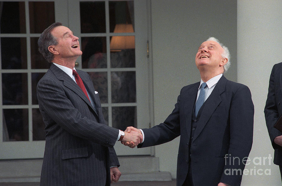 George Bush And Eduard Shevardnadze Photograph by Bettmann