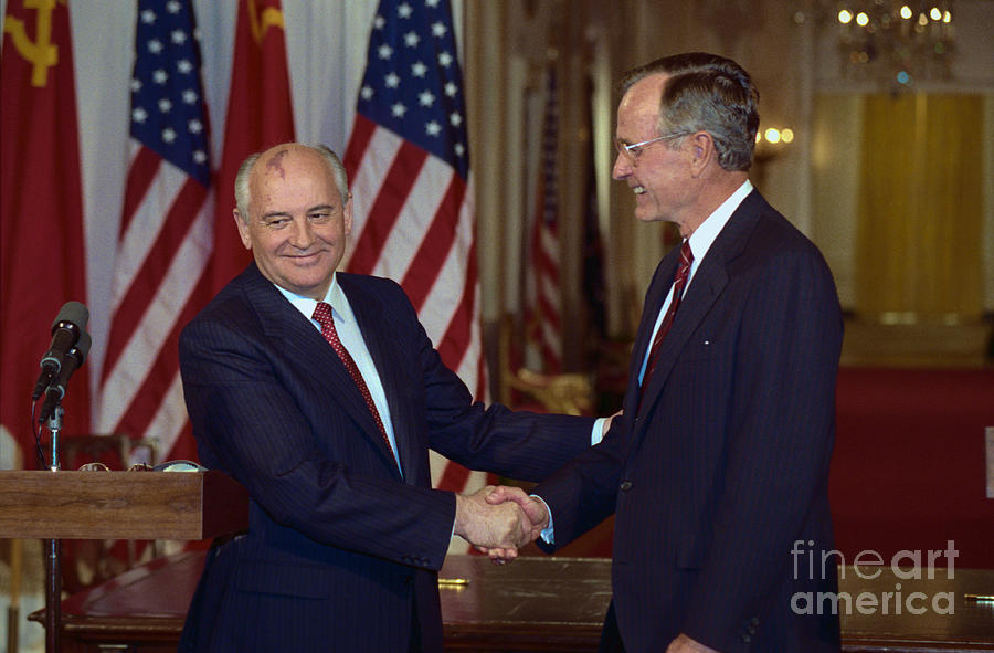 George Bush And Mikhail Gorbachev Photograph by Bettmann