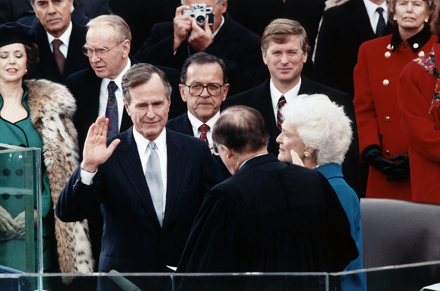 George Bush Sr. Taking Oath - 1989 Photograph by War Is Hell Store