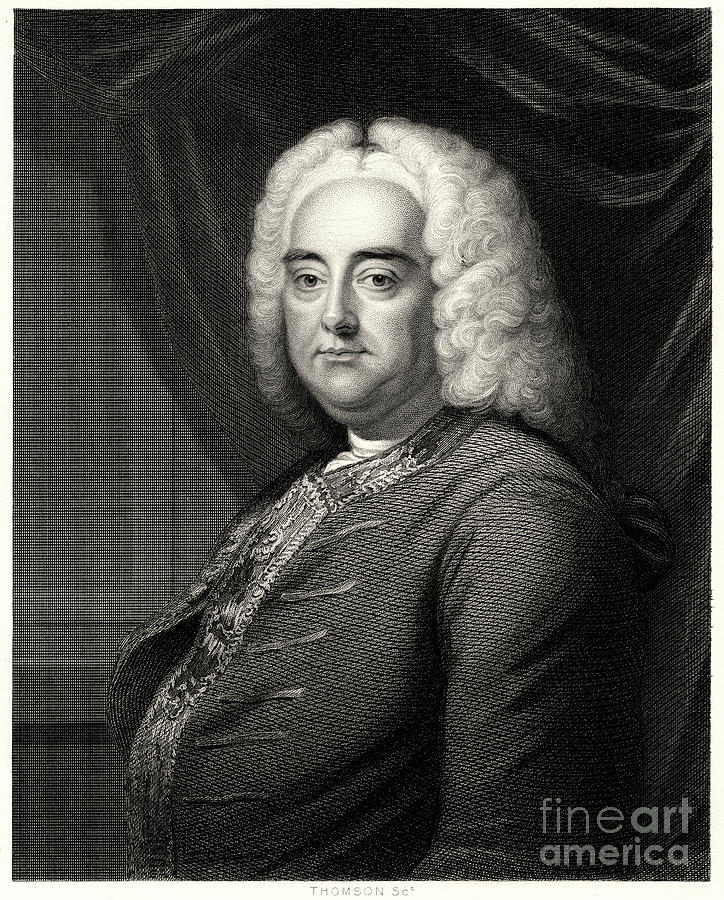 George F Handel, 19th Century. Artist Drawing by Print Collector