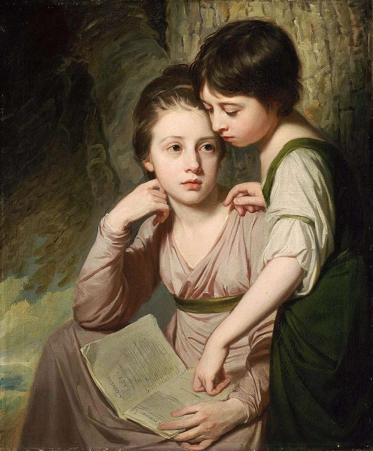 Summer Painting - George Romney - Portrait of Two Girls Misses Cumberland by Celestial Images