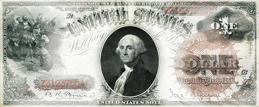 George Washington Digital Art - George Washington 1880 American One Dollar Bill Currency Starburst Artwork by Shawn OBrien