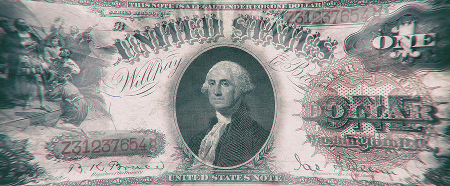 George Washington Digital Art - George Washington 1880 American One Dollar Bill Currency Starburst Panorama Artwork by Shawn OBrien