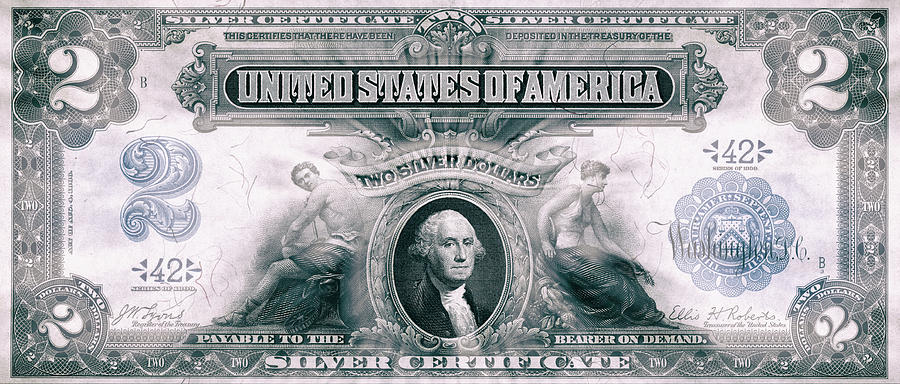 George Washington 1899 American Two Dollar Bill Currency Starburst Artwork Photograph by Shawn OBrien