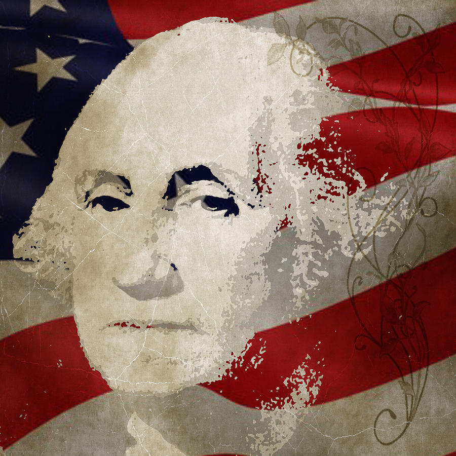 George Washington Painting - George Washington American Hero by Robert R Splashy Art Abstract Paintings
